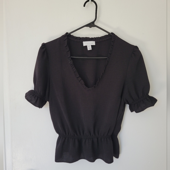 Black Shortsleeve Topshop Blouse - Picture 1 of 3